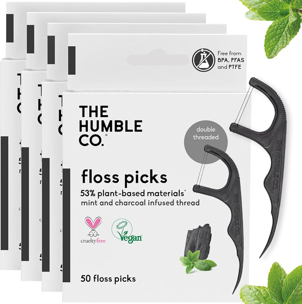 The Humble Co. Floss Picks (200 Count) – Cruelty Free Plant Based Dental Floss Picks for Superi... | Amazon (US)
