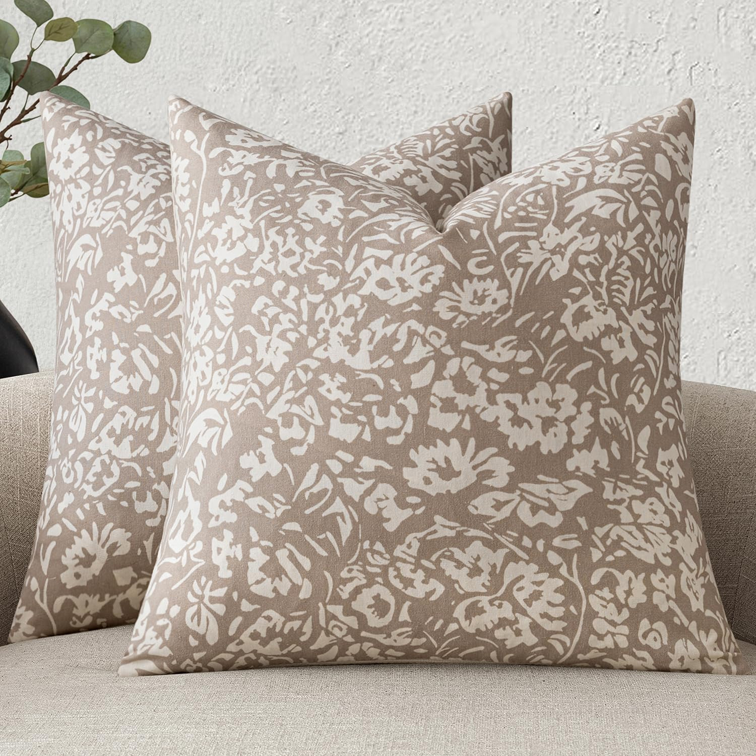 MIULEE Floral Pillow Covers Decorative Throw Pillow Covers 18x18 Pack of 2 Modern Linen Cushion C... | Amazon (US)
