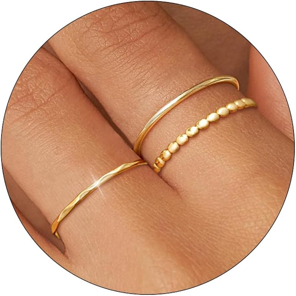 TLY Stackable Rings for Women Non Tarnish 18K Gold Silver Plated Dainty Stacking Rings Set Thumb ... | Amazon (US)