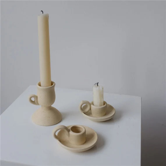 Nordic Style Ceramic Candle Stick Holder Sandstone Texture | Etsy | Etsy (US)