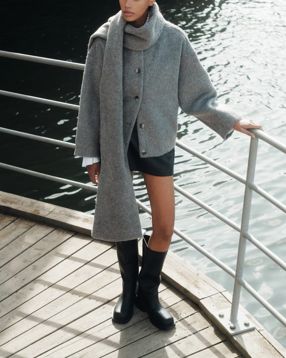 Gray scarf detail jacket

#LTKSeasonal