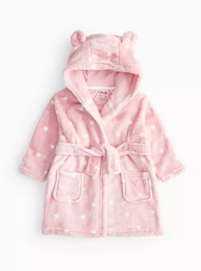 Pink Heart Print Dressing Gown Up to 3 mths | Tu Clothing