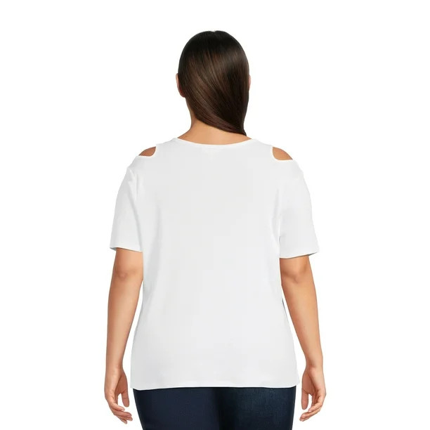 Terry & Sky Women's Plus Size Cut-Out Ribbed Tee, 2-Pack | Walmart (US)