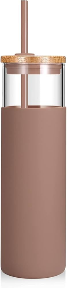 tronco 28oz Glass Tumbler Glass Water Bottle Straw Silicone Protective Sleeve Bamboo Lid - BPA Fr... | Amazon (US)