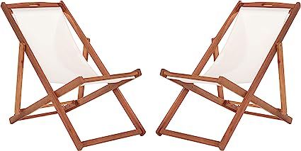 Safavieh PAT7040E-SET2 Outdoor Loren Brown (Set of 2) Sling Chair, Natural/Beige | Amazon (US)
