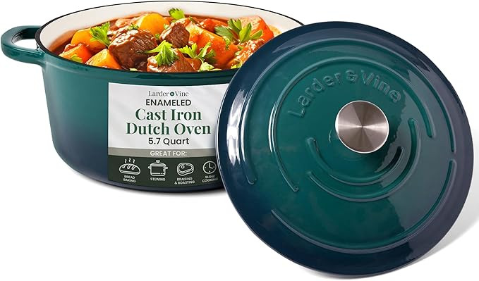 Larder & Vine Enameled Cast Iron Dutch Oven | 5.7qt Dutch Oven Pot with Lid | Dutch Oven for Brea... | Amazon (US)