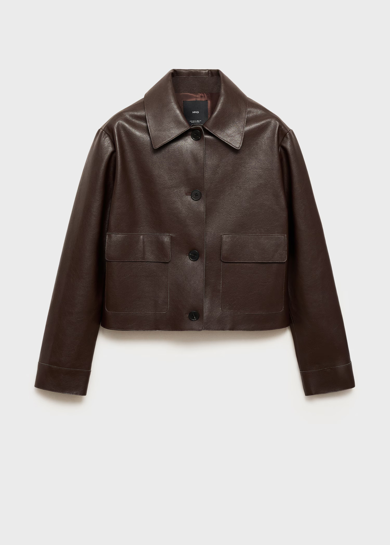 Leather-effect jacket with pockets - Women | MANGO United Kingdom | MANGO (UK)