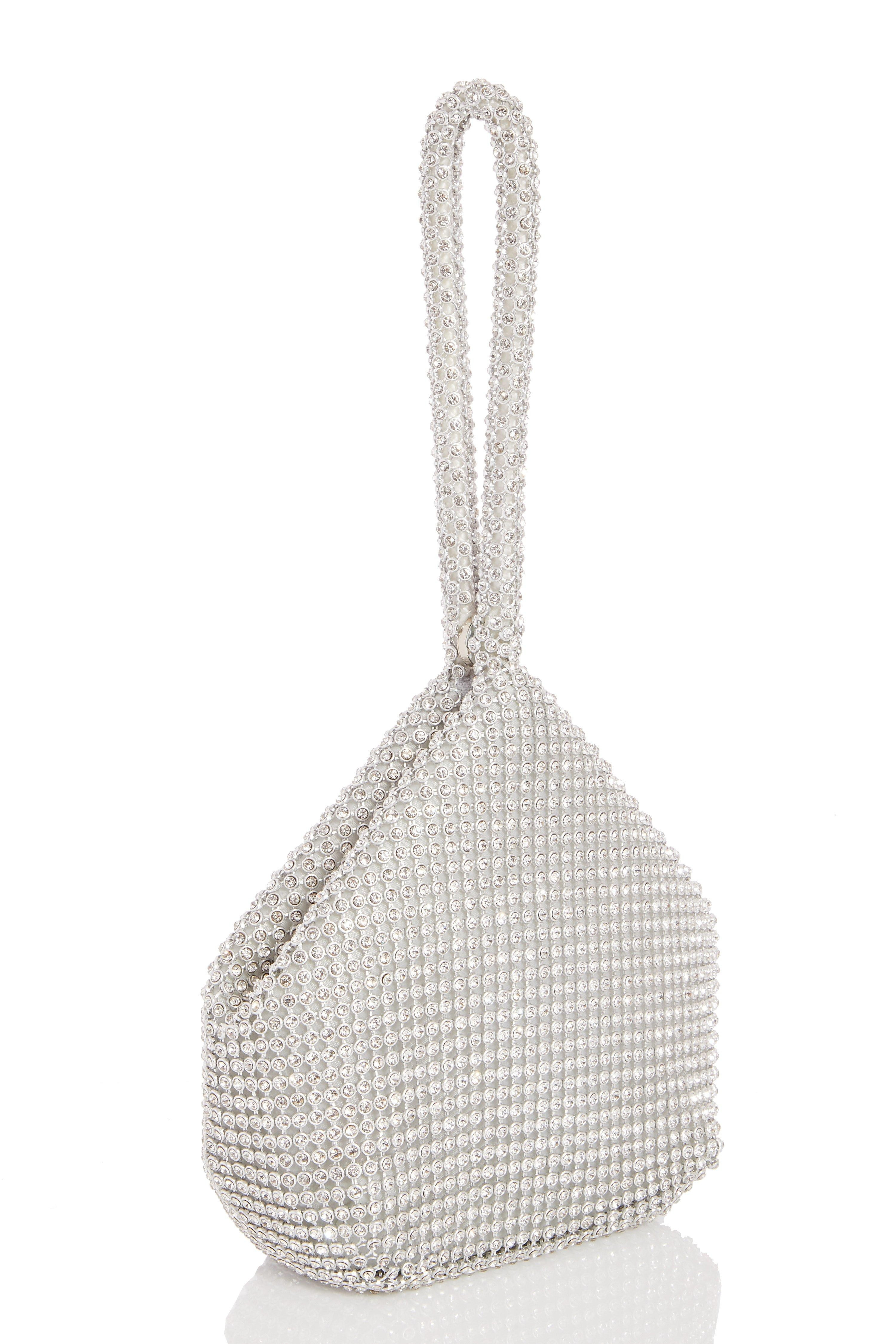 Silver Diamante Pouch Bag | Quiz Clothing (UK)