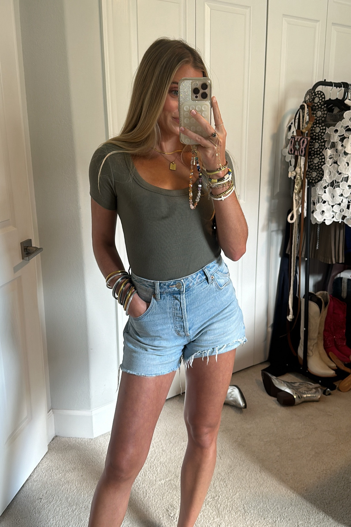 Nuuds slinky ribbed bodysuit. Olive green bodysuit. Rollas denim shorts. The most comfortable outfit. I am not a bodysuit lover, and I’m obsessed with this bodysuit. It is the most comfortable thing I’ve ever put on my body in the slinky ribbed fabric is next level.

#LTKFindsUnder100 #LTKSeasonal #LTKStyleTip