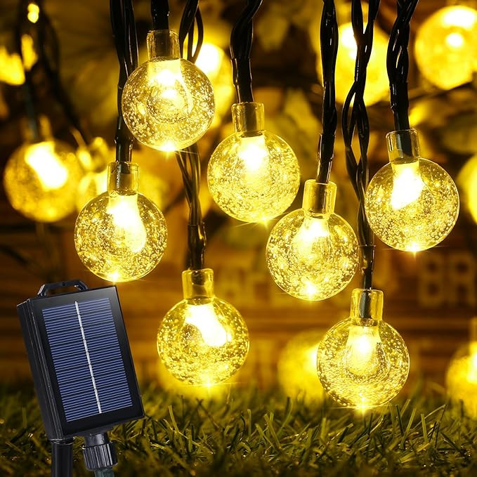 Joomer Solar Powered String Lights,39FT 60 LED Outdoor Solar String Lights Crystal Ball Lights 8 ... | Amazon (US)