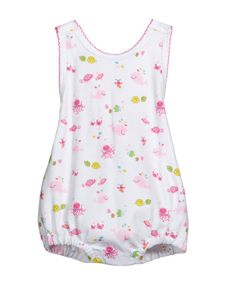 Kissy Kissy Girl's Ocean Oasis Pima Cotton Bubble Romper, Size 3-24M | Neiman Marcus