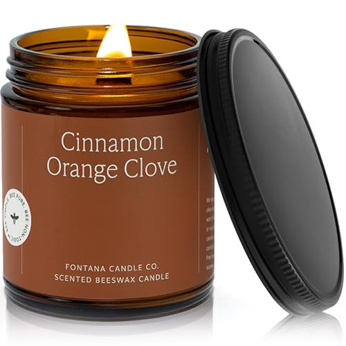 Fontana Candle Co Wood Wick Beeswax Jar Candle, Cinnamon Orange Clove – Made Safe with Coconut Oil & Pure Essential Oils – 35+ Hrs Clean Burn, Long Lasting and Non-Toxic Candles for Home & Room Decor | Amazon (US)