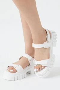 Faux Leather Platform Lug-Sole Sandals | Forever 21 (US)