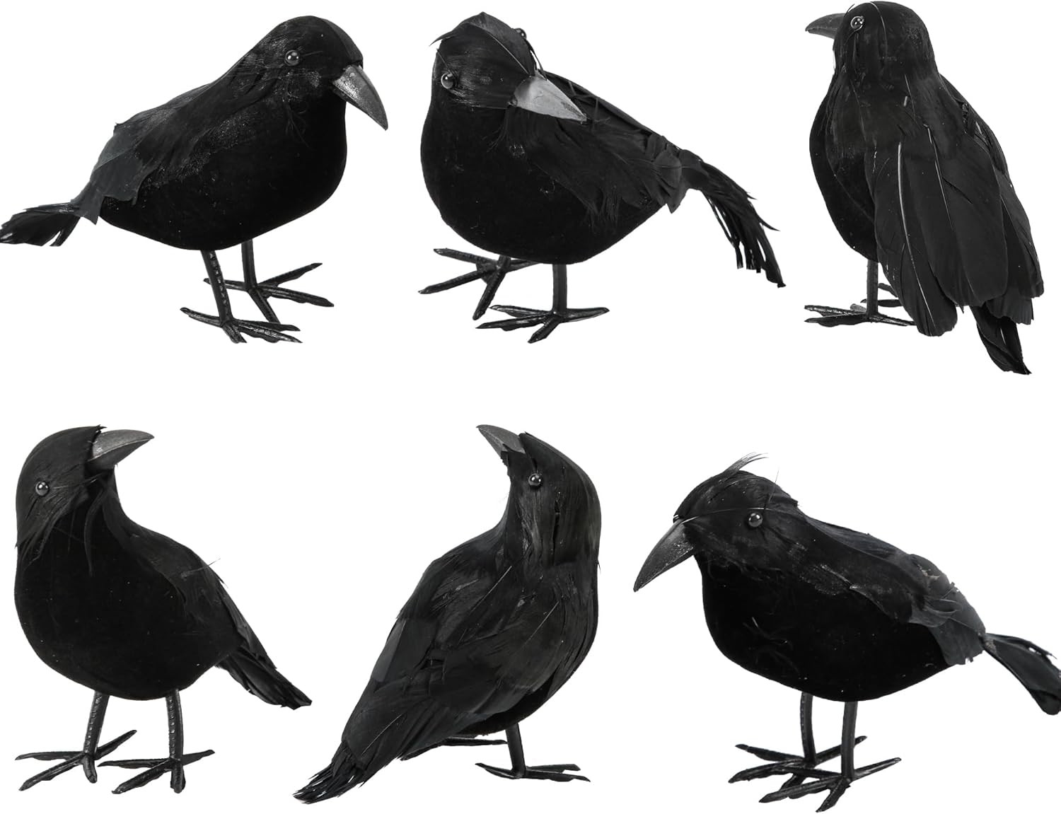 6 Pack Halloween Crow Decorations - Realistic Handmade Crow Black Feathered Crow, Halloween Crows... | Amazon (US)