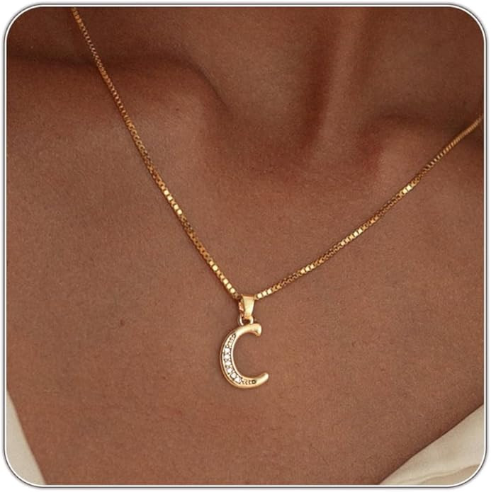 Mothers Day Gifts for Mom Initial Necklace for Women, 14K Gold Silver Plated Box Chain Letter Pen... | Amazon (US)