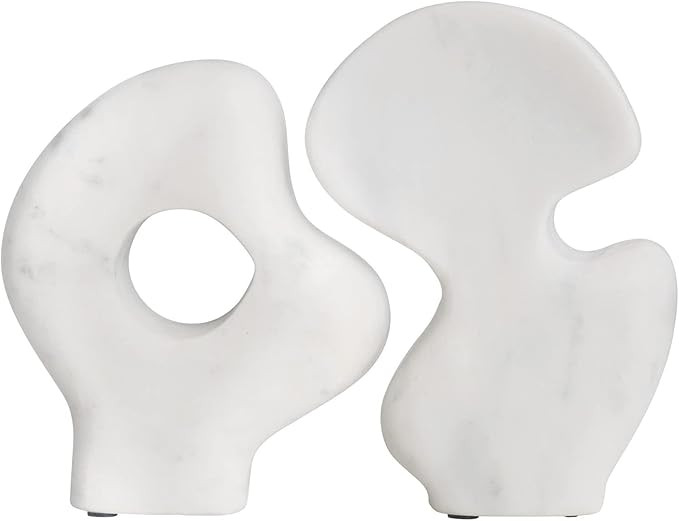 Bloomingville Decorative Abstract Marble, Set of 2 Styles, White Sculpture | Amazon (US)
