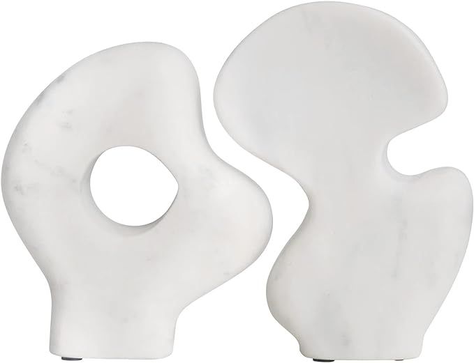 Bloomingville Decorative Abstract Marble, Set of 2 Styles, White Sculpture | Amazon (US)