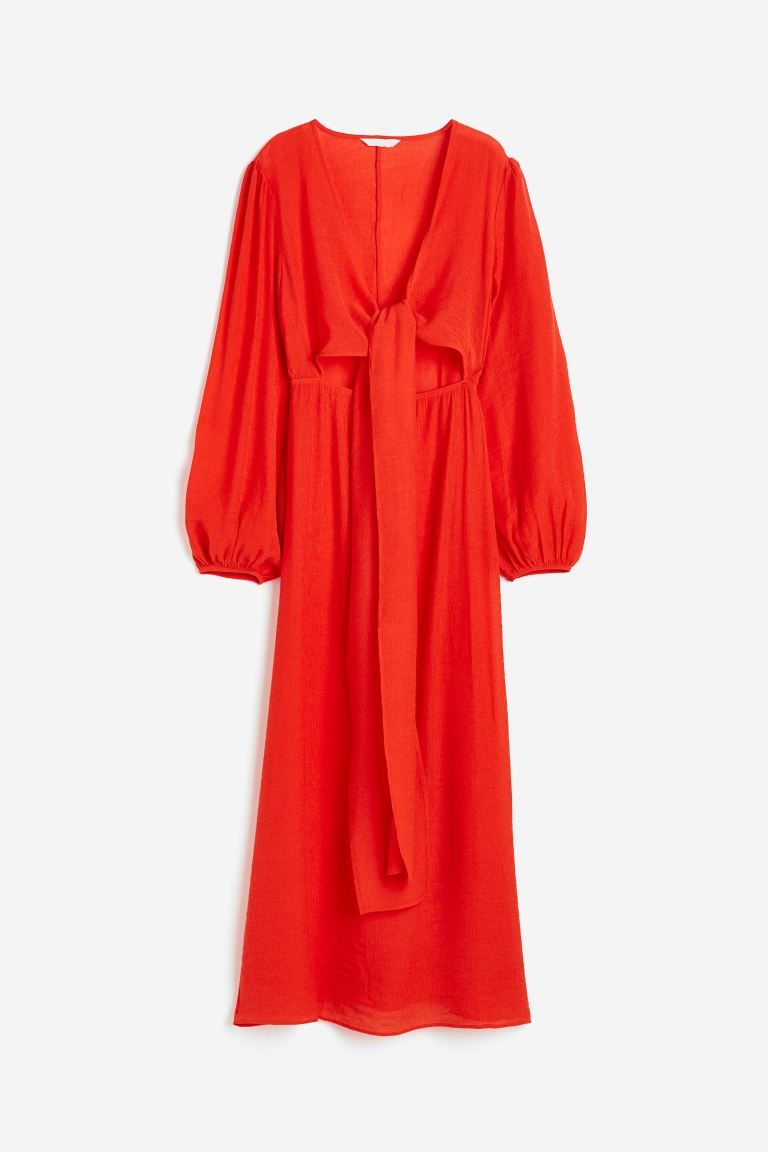 Gecrinkeltes Kleid mit Bindedetail | H&M (DE, AT, CH, NL, FI)