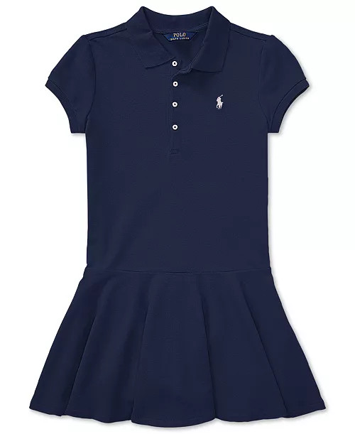Toddler and Little Girls  Cotton Mesh Stretch Shortsleeve  Polo Dress - Macy's | Macy's