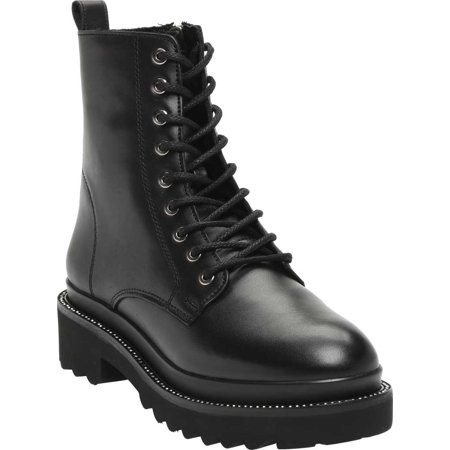 Women s Steve Madden Graham Combat Boot Black Leather 10 M | Walmart (US)