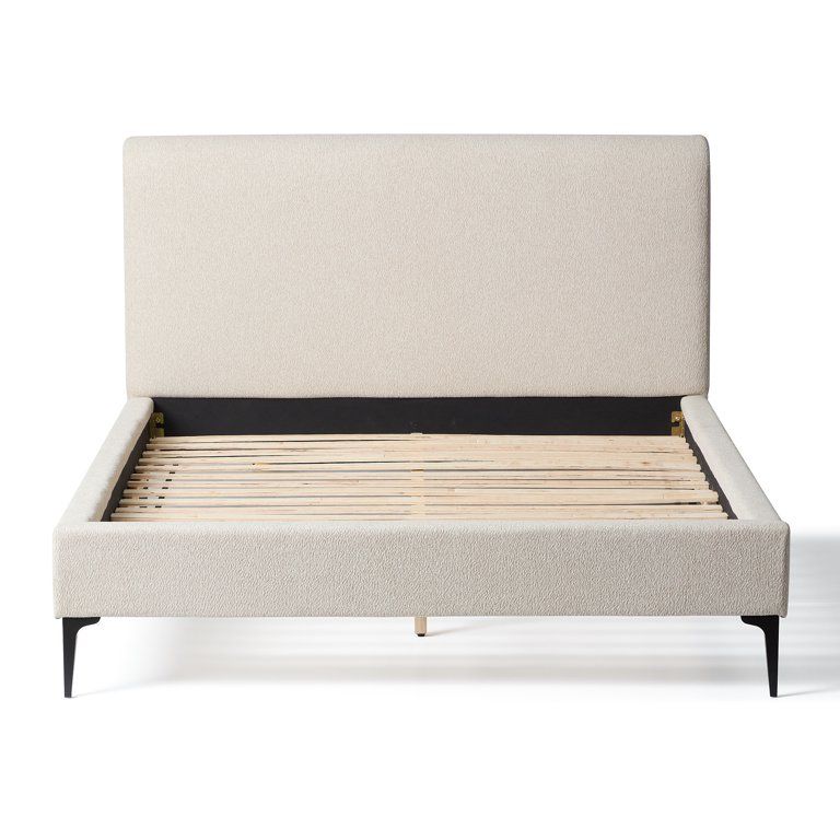 My Texas House Newcastle Upholstered Platform Bed, Queen, Oat | Walmart (US)