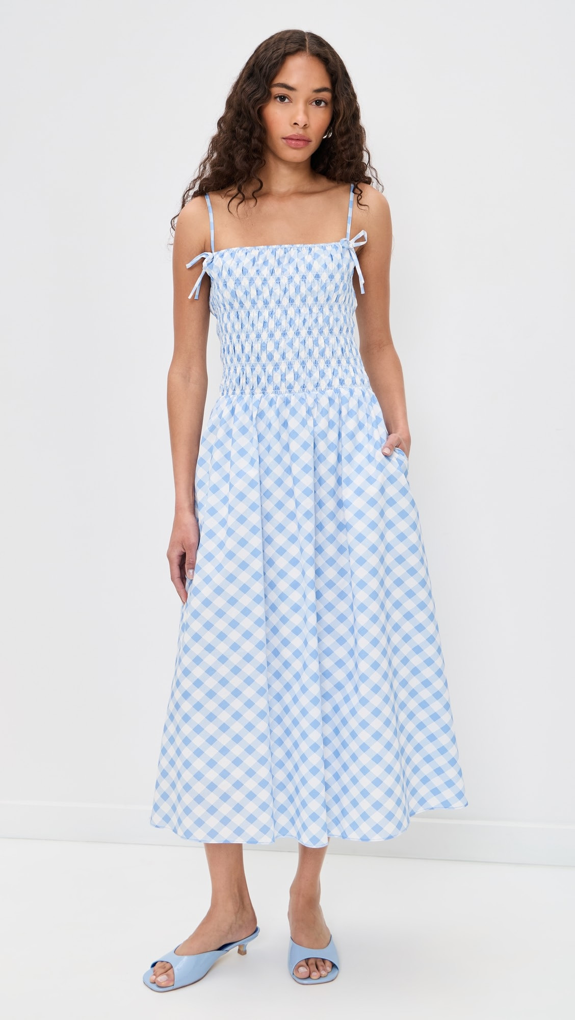 English Factory Checked Smocked Midi Dress | Shopbop | Shopbop