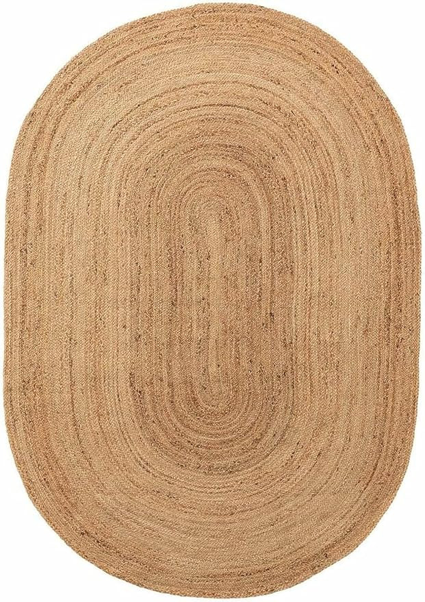 MDS Pack of 1 Handwoven Braided Jute Area Rug 5x8 feet Oval - 100% Natural Burlap Reversible Acce... | Amazon (US)