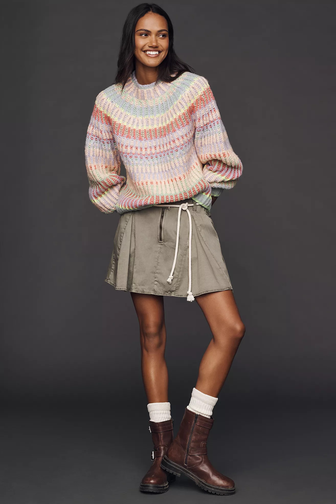Maeve Mock-Neck Chunky Wool-Blend Sweater | Anthropologie (US)