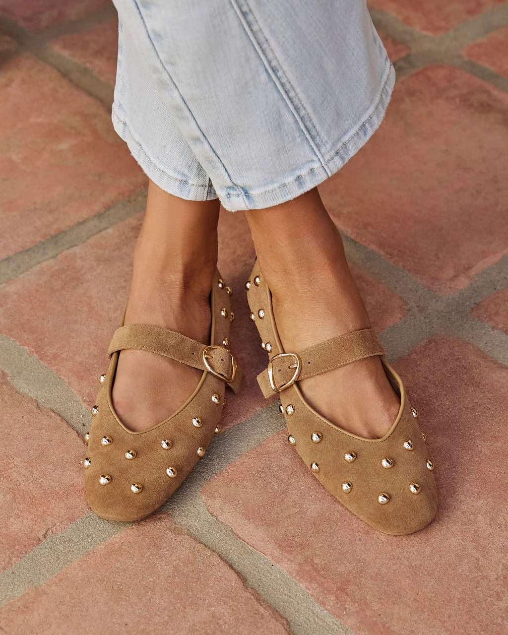 Zuri Embellished Faux Suede Flats | VICI