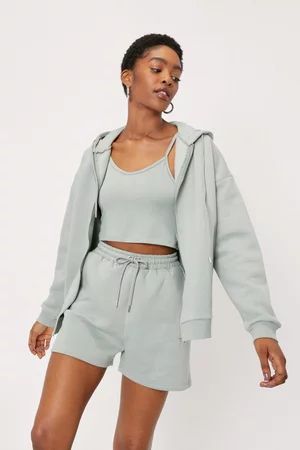 Zip 3 Pc Long Sleeve Hoodie and Shorts Set | Nasty Gal (US)