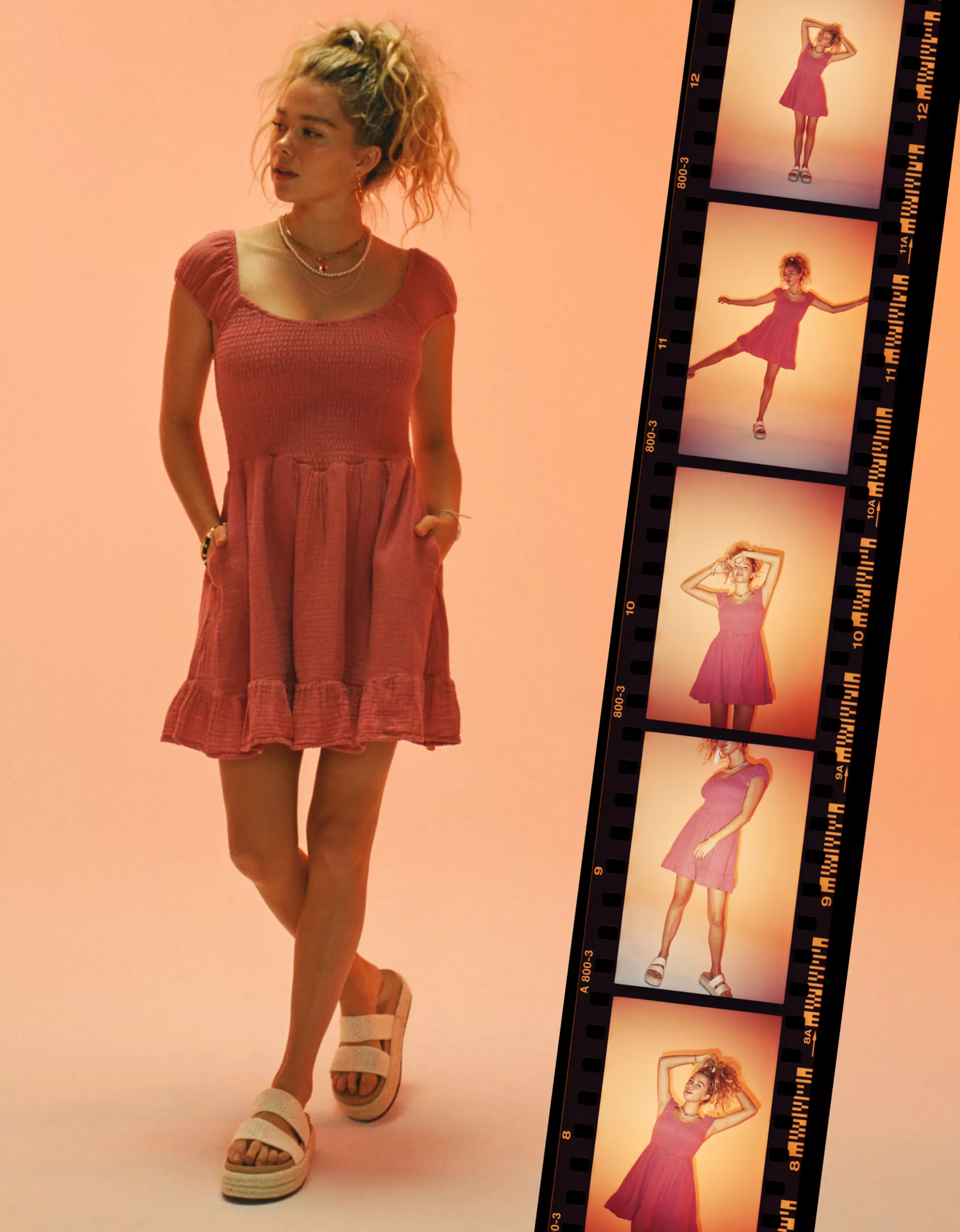 Smocked Bodice Gauze Mini Dress | American Eagle Outfitters (US & CA)