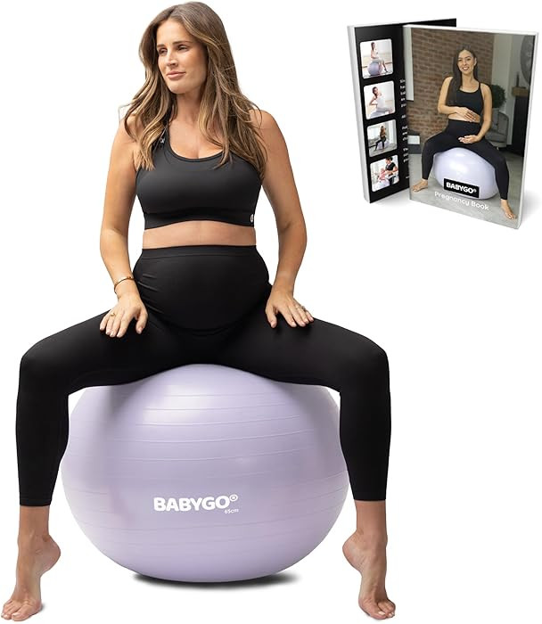 BABYGO Birthing Ball - Pregnancy Yoga Labor & Exercise Ball & Book Set Trimester Targeting, Mater... | Amazon (US)