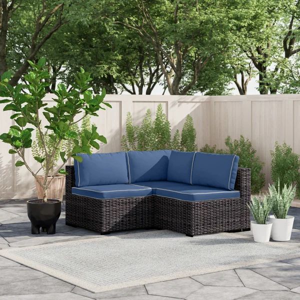 Holliston Wicker/Rattan 3 - Person Seating Group with Cushions | Wayfair North America