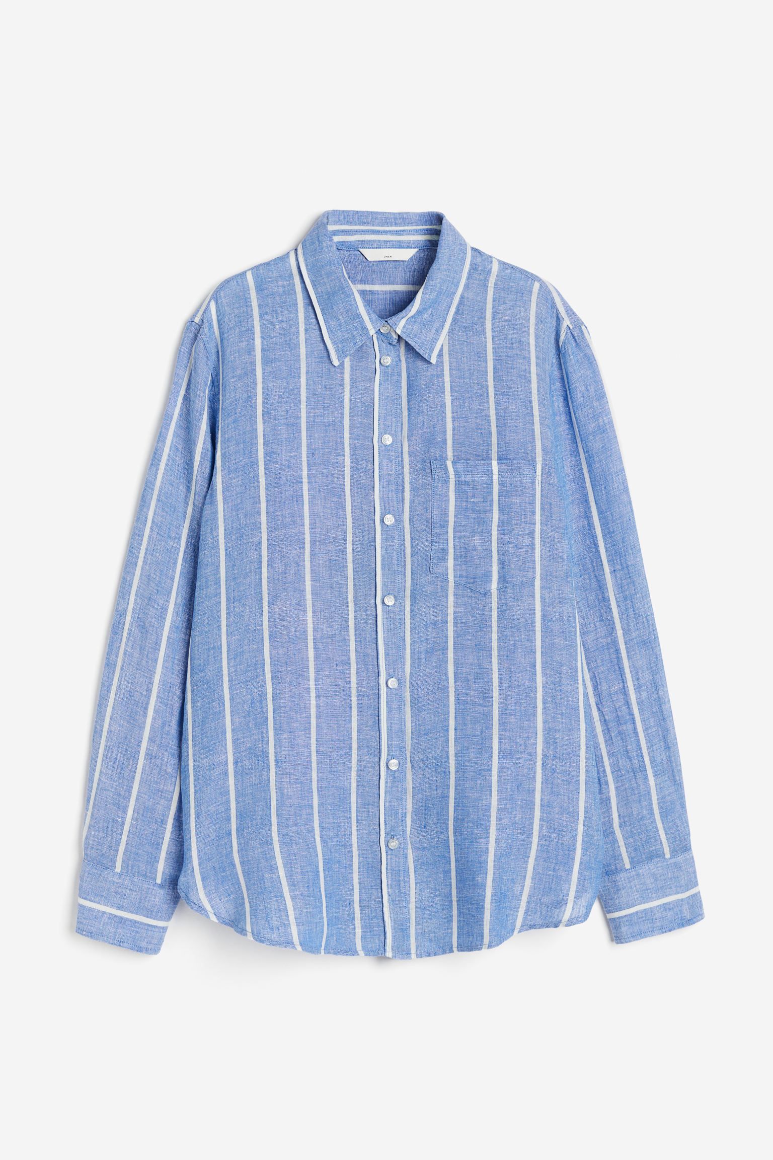 Linen shirt - Blue/White striped - Ladies | H&M GB | H&M (UK, MY, IN, SG, PH, TW, HK)