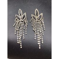 Vintage Rhinestones Long Drop Dangle Earrings Clear & Black Pierced Fancy Style | Etsy (US)