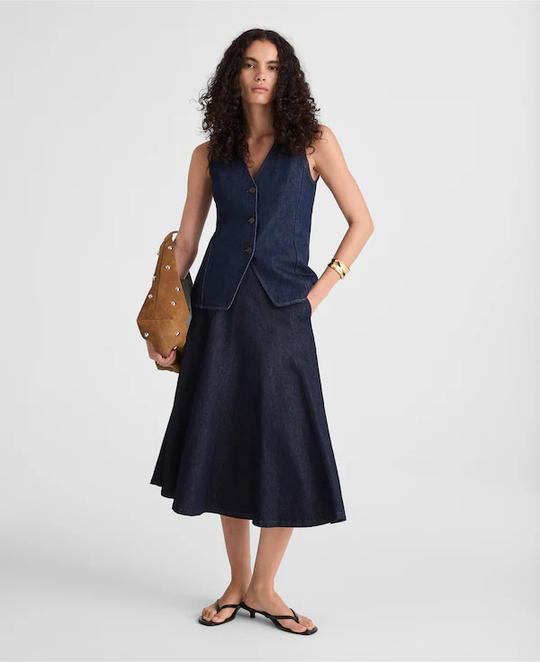 Flared Denim Midi Skirt in Rinse Wash | Madewell | Madewell