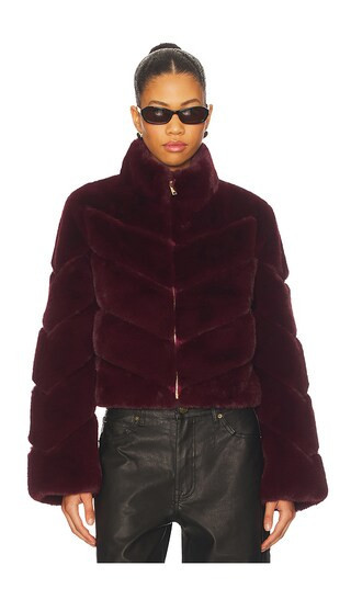 Generation Love Brianna Faux Fur Jacket in Burgundy. - size S | Revolve Clothing (Global)