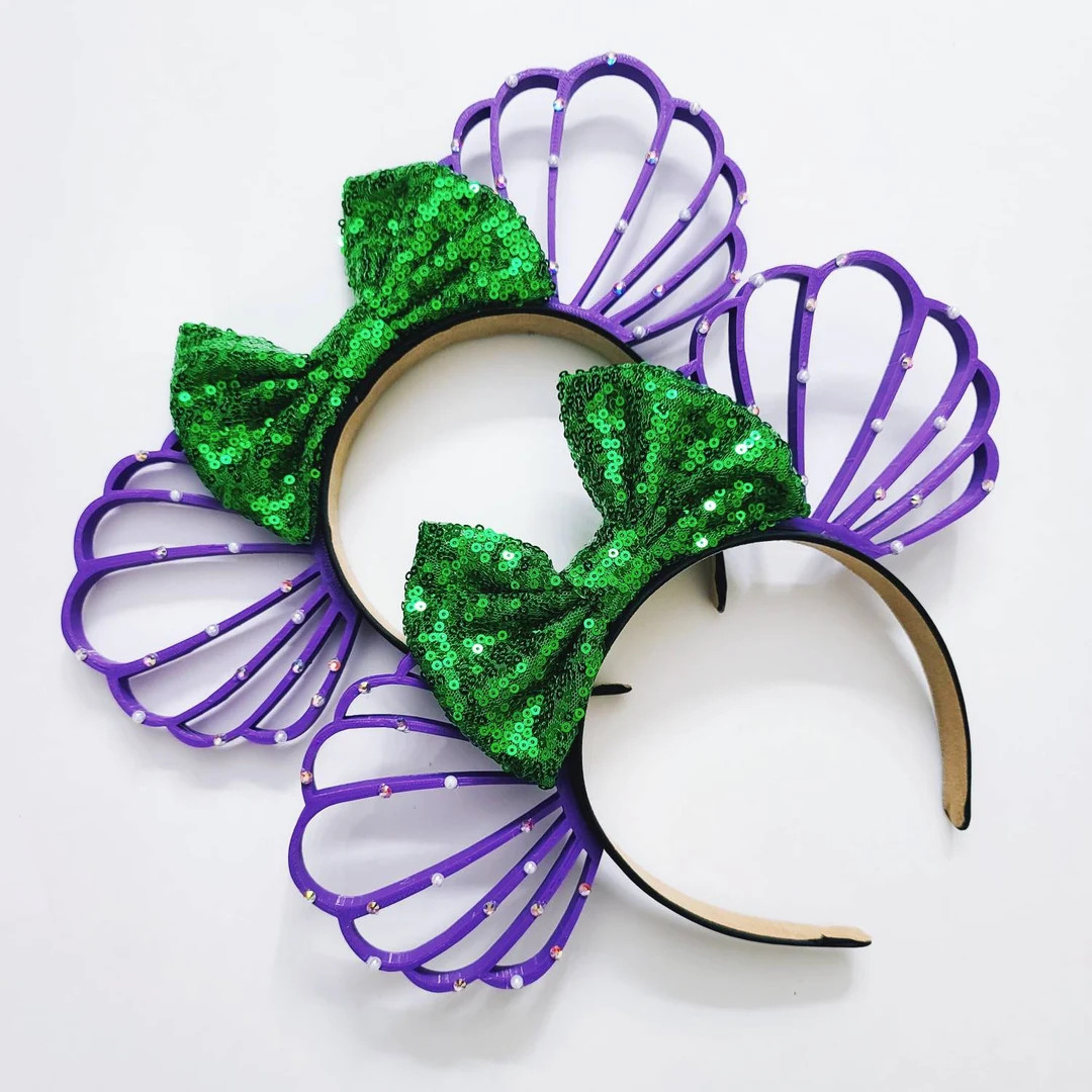 Purple shell ears with rhinestone and pearl detail | Etsy (US)