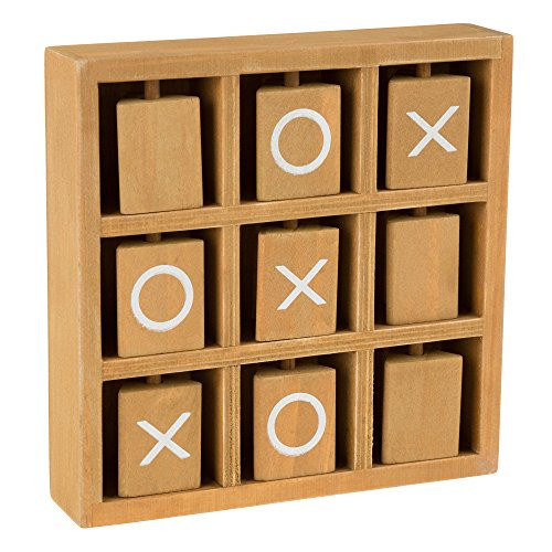 Tic-Tac-Toe Small Wooden Travel Game with Fixed, Spinning Pieces - Traveling Board Game for Adults,  | Amazon (US)