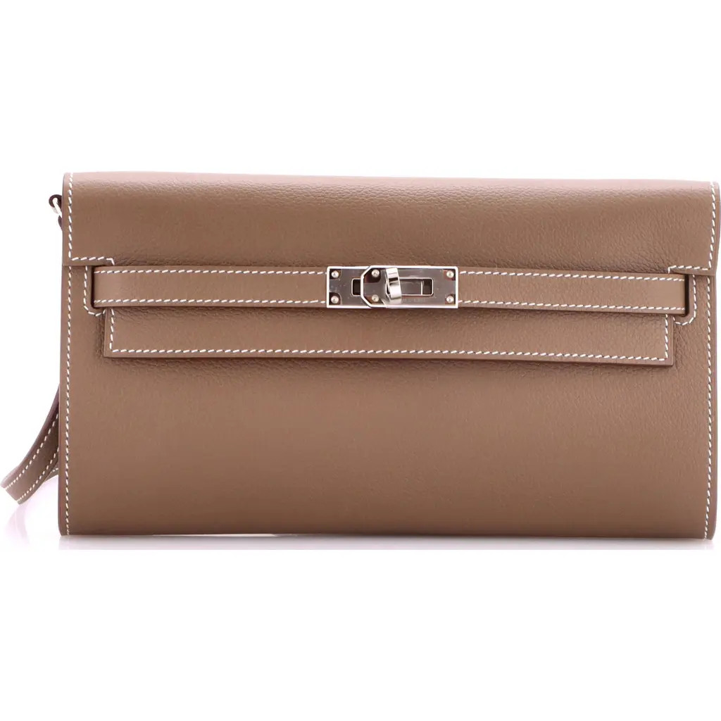 Pre-Owned Hermes Kelly To Go Wallet Evercolor in Grey at Nordstrom, Size X-Small | Nordstrom