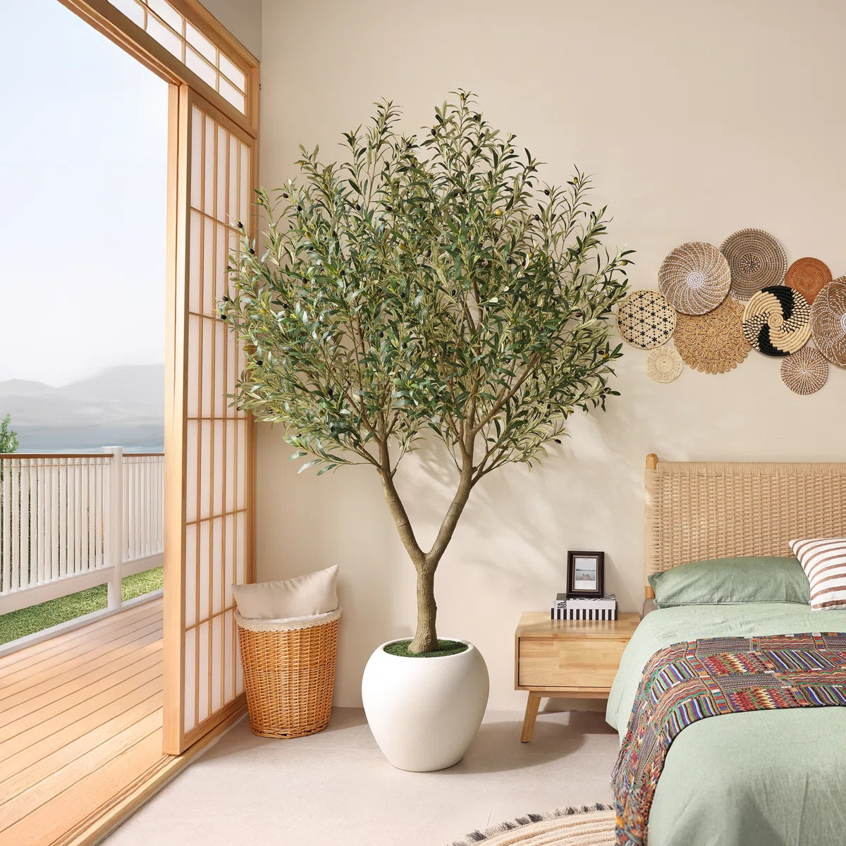 8FT Artificial Olive Tree - Tall Artificial Olive Tree As A Realistic Artificial Olive Tree, Silk... | Wayfair North America