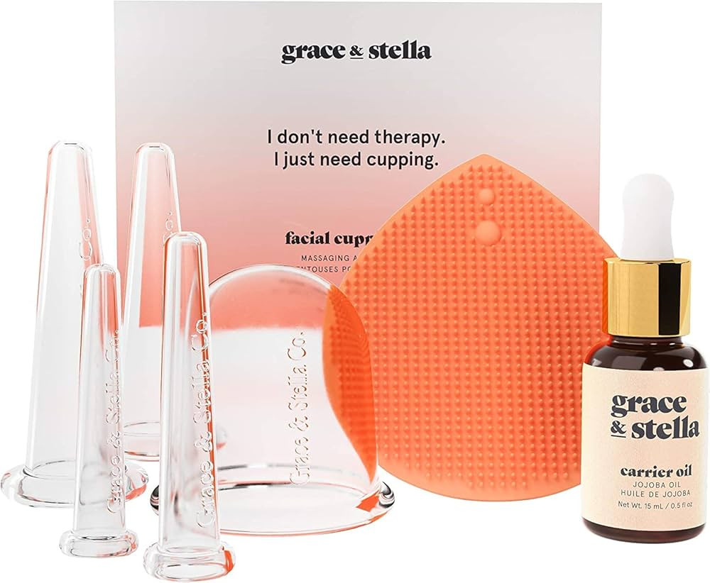 Facial Cupping (7-Pc Set) - Face Cupping Set - Facial Suction Cups With Jojoba Oil & Cleansing Br... | Amazon (US)