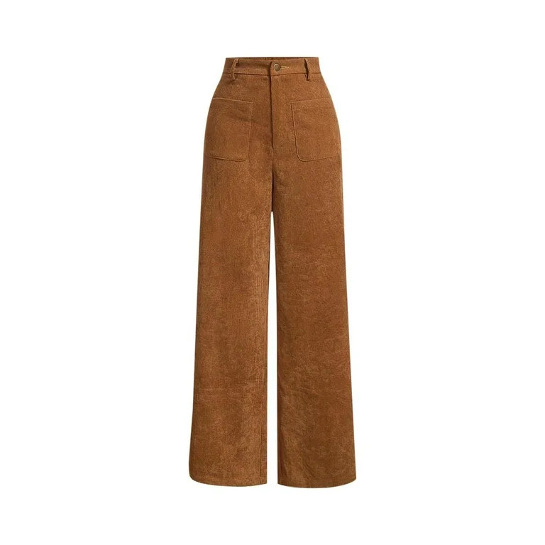 Roncen Women's Corduroy Straight Leg Pants - Solid Color Casual Trousers with Retro Style & Versa... | Walmart (US)