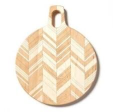 Round Wood Cutting Board with Herringbone Pattern | eBay US