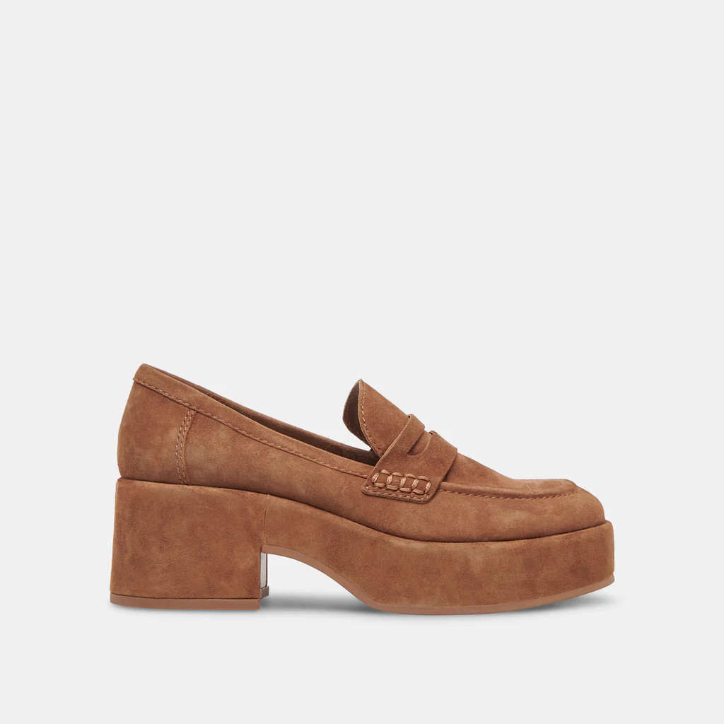 YANNI LOAFERS CHESTNUT SUEDE | DolceVita.com