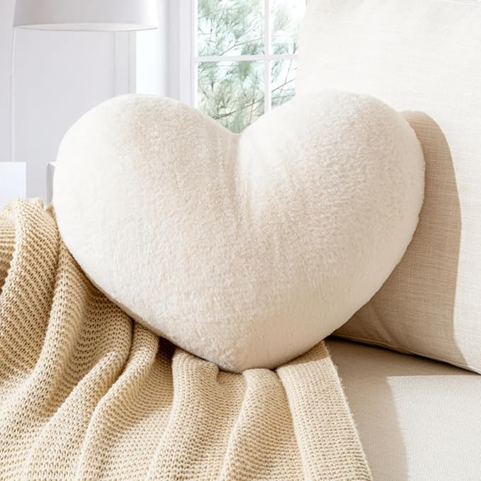 Heart Pillow Heart Shaped Throw Pillows Super Soft Faux Rabbit Fur Heart Throw Pillow Valentines ... | Amazon (US)
