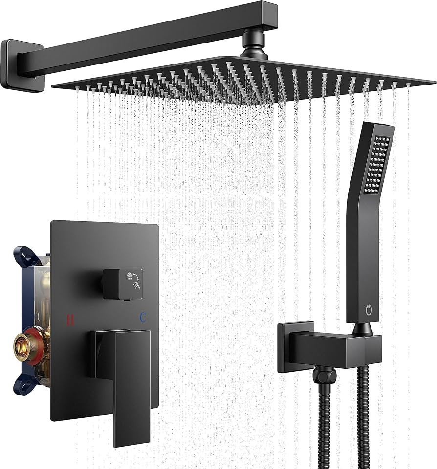 FORIOUS Rain Shower Head System, 12 Inch Bathroom Shower Faucet Set with Handheld Spray Combo, So... | Amazon (US)