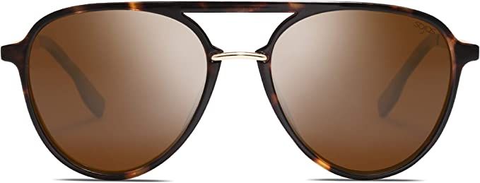 SOJOS Retro Aviator Polarized Sunglasses for Women Men Double Bridge Ladies Shades SJ2078 | Amazon (US)