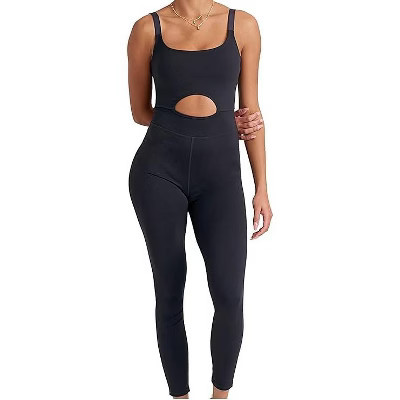 POPSUGAR PS One Piece Black Jumpsuit for Women - X-Large Sleeveless Bodysuit Workout Women's Jumpsuits Romper with Shelf Bra Built in | Target