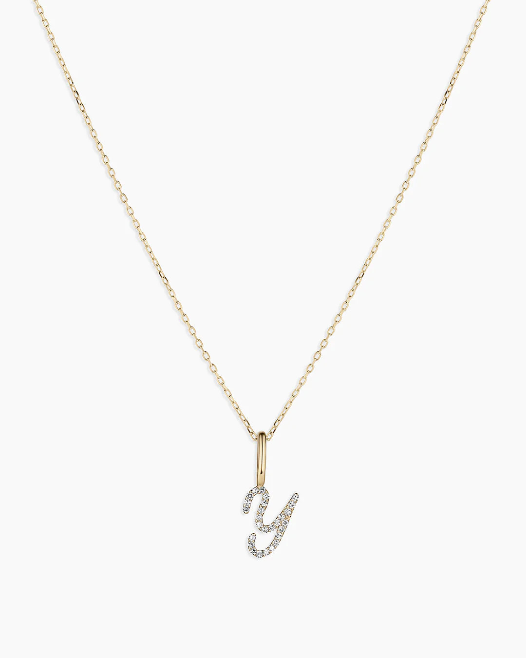 14K Diamond Script Alphabet Charm Necklace - 14K Solid Gold / Y | gorjana